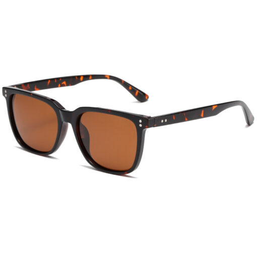 FASHIONABLE BEIGE SQUARE FRAME POLARIZED SUNGLASSES