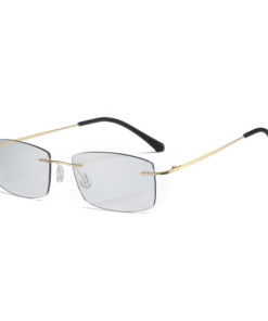 OPTIGEMS 2024 New retro metal rimless anti-blue light color-changing glasses